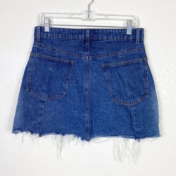Forever 21 Blue Distressed Denim Mini Skirt - Picture 2 of 4